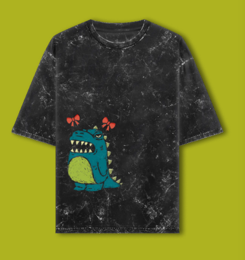 “Grumpy Dino Drip – Crizoo Acid Wash Tee”