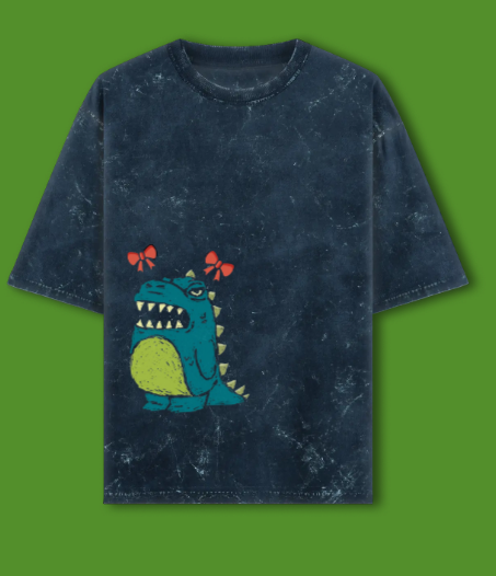 “Grumpy Dino Drip – Crizoo Acid Wash Tee”