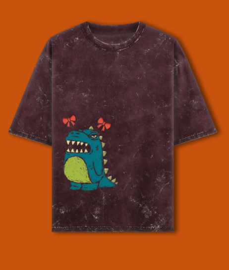 “Grumpy Dino Drip – Crizoo Acid Wash Tee”