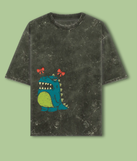 “Grumpy Dino Drip – Crizoo Acid Wash Tee”