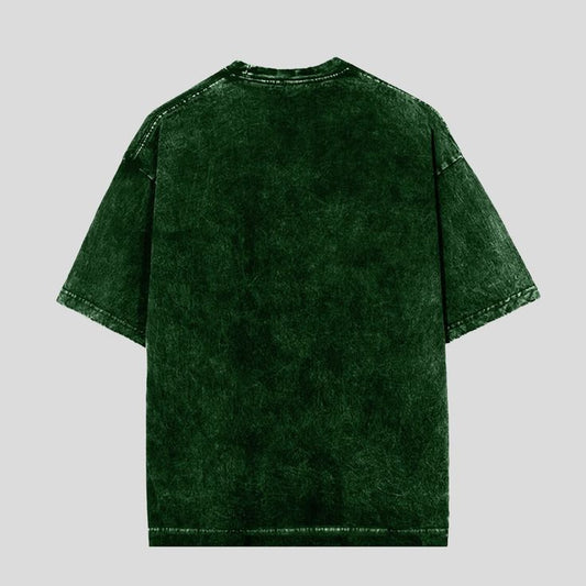 Classic Bottel Green Oversized Acid Wash T-Shirt