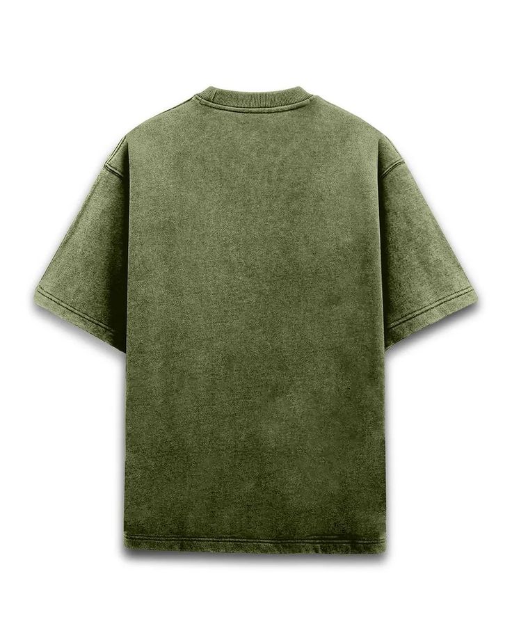 Classic Olive Green Oversized Acid Wash T-Shirt